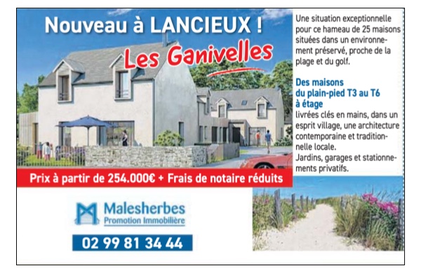 Publicité programme maisons neuves les Ganivelles à Lancieux