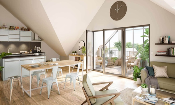 Illustration d'ambiance intérieur appartement neuf à Cancale