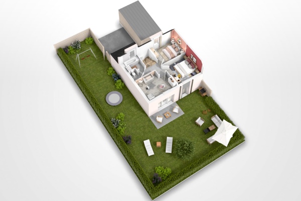 vue 3d R+1 maison Ker Silva - Les Sequoias