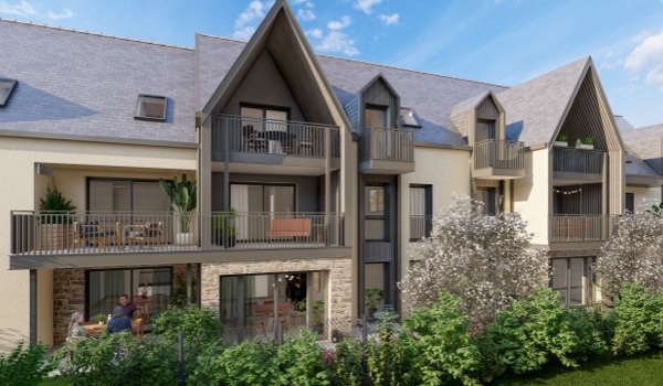 Façade sud programme neuf O Rivage à Dinard