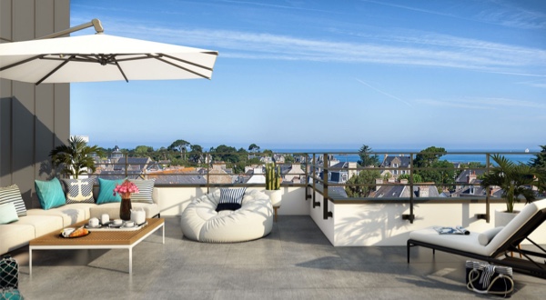 Vue attique programme neuf Saint Eno Bay à Dinard