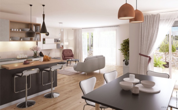 Illustration d'ambiance intérieur appartement neuf Villas Roche des Bois à Dinard