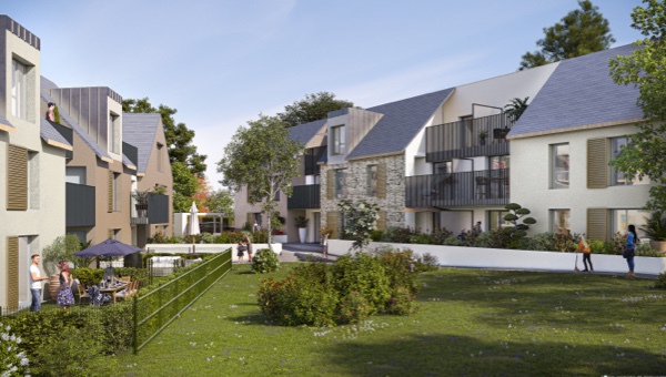 Coeur d'îlot arboré programme neuf Albatros à Saint-Malo