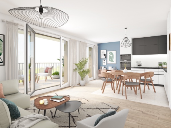 Illustration ambiance intérieur appartement neuf résidence Albatros à Saint-Malo