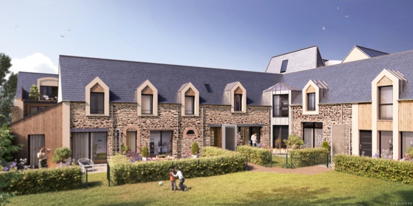 Façade pierre et toiture en ardoise bâtiment B du programme neuf Clos Valver à Saint-Malo, par Promo Ouest Immobilier