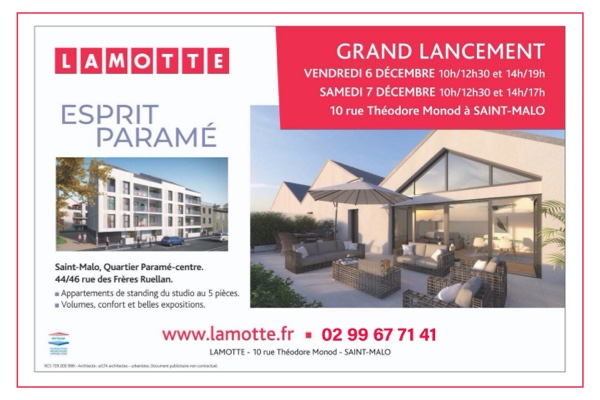 Publicité lancement commercial programme neuf Esprit Paramé à Saint-Malo