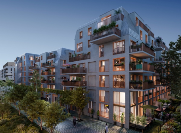 Façade de nuit du programme neuf EXPLORA à Saint-Malo