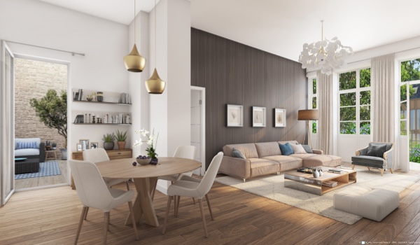 Illustration d'ambiance intérieur appartement neuf La Cybèle à Saint-Malo