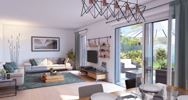 Illustration d'ambiance intérieur appartement neuf résidence La Mésangère à Saint-Malo