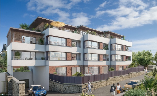 Façade programme neuf vue mer Villa Amabilis à Paramé sur le Sillon, Saint-Malo